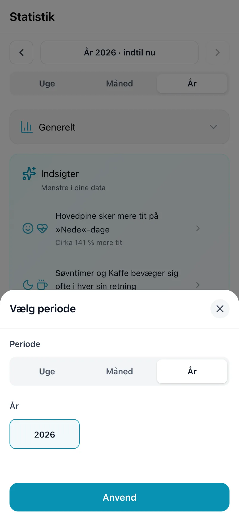 Vælg periode med perioden og året
