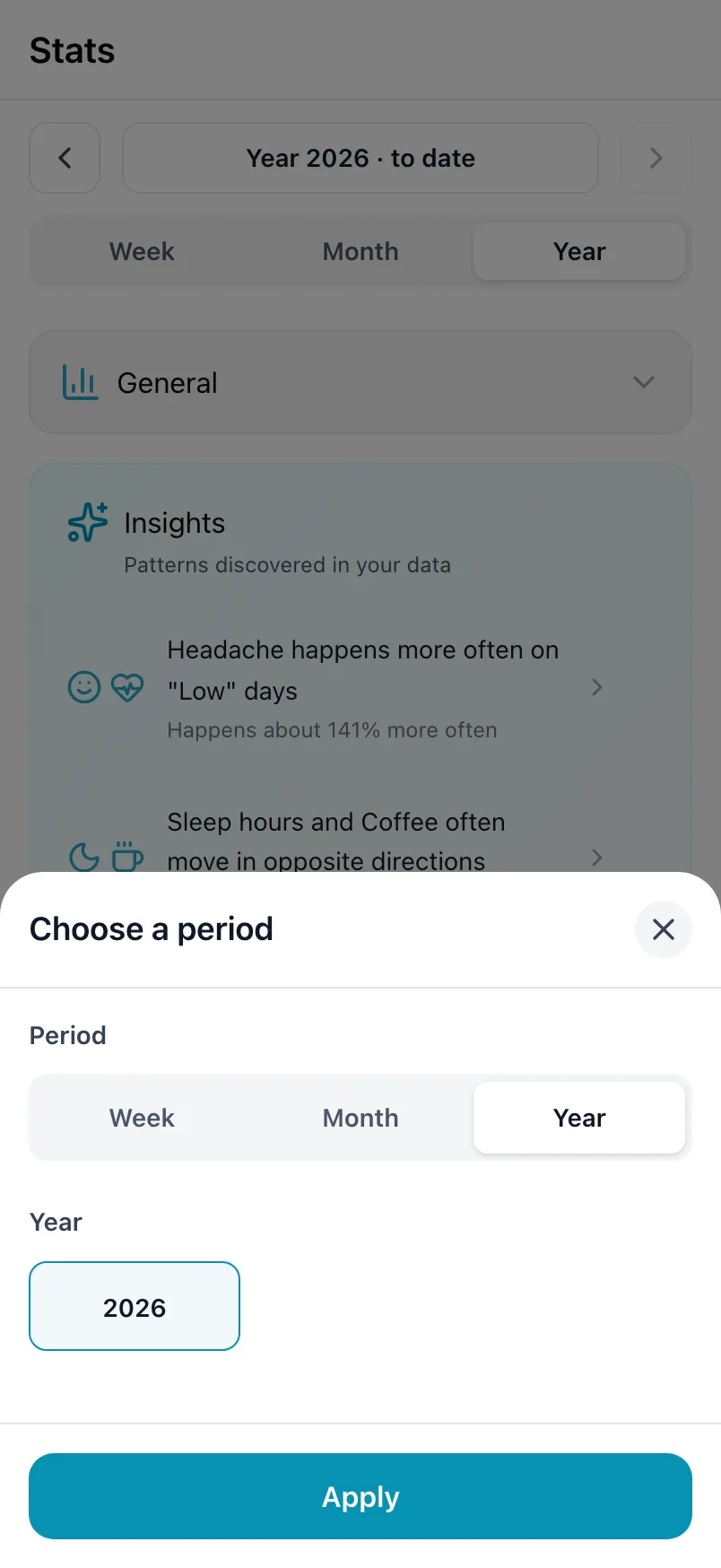 Choose a period, with the period and the year