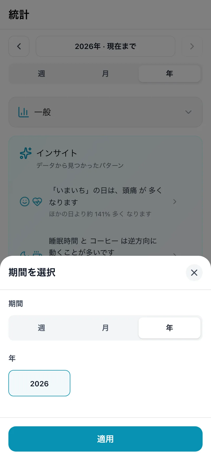 期間を選択。期間と年