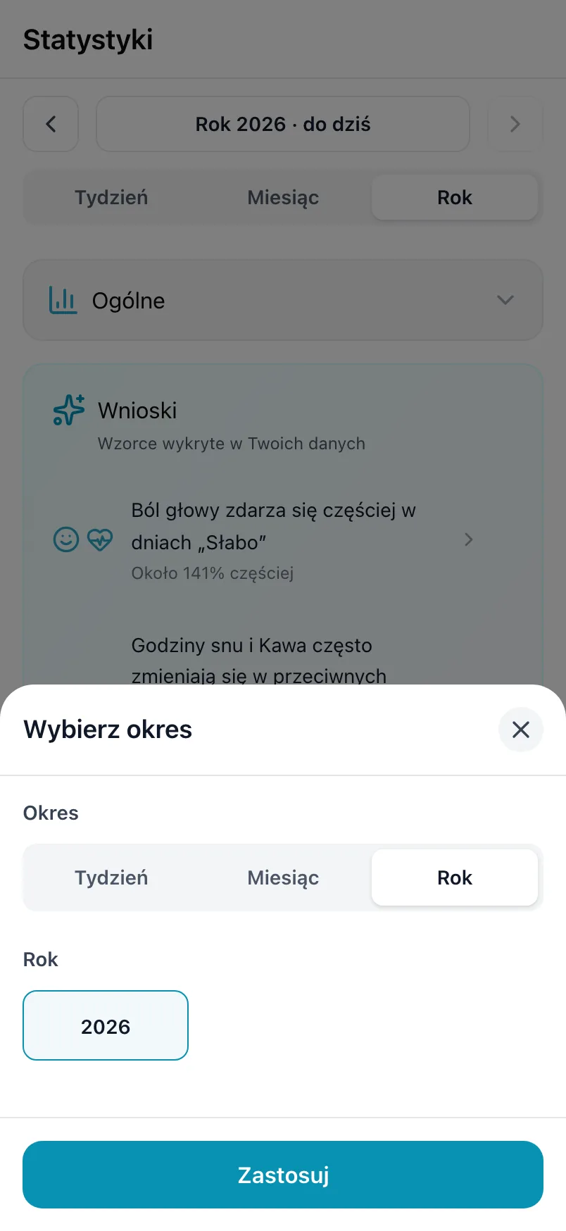 Wybierz okres, z okresem i rokiem