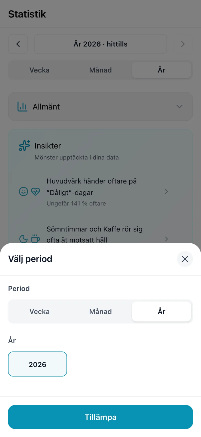 Välj period, med period och år
